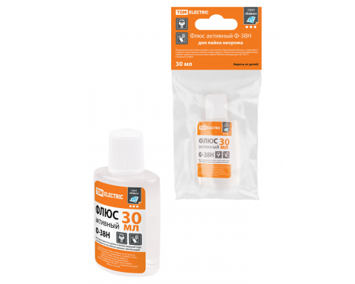 Флюс активный Ф-38Н, для пайки нихрома, 30 мл, дозатор, инд. упаковка, серия "Алмаз" TDM