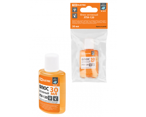 Флюс активный ЛТИ-120, кислотный, 30 мл, дозатор, инд. упаковка, серия "Алмаз" TDM