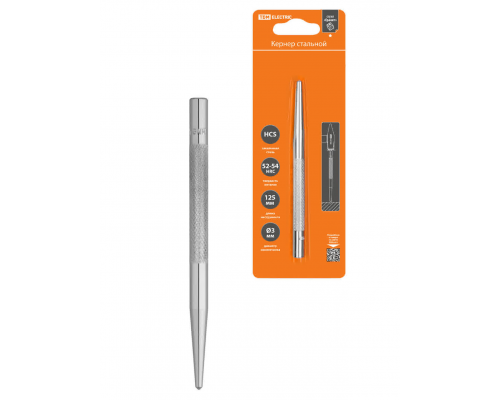 Кернер Ø3 мм, длина 125 мм, высокоуглеродистая сталь, блистер "Гранит" TDM