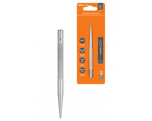 Кернер Ø2,4 мм, длина 125 мм, высокоуглеродистая сталь, блистер "Гранит" TDM