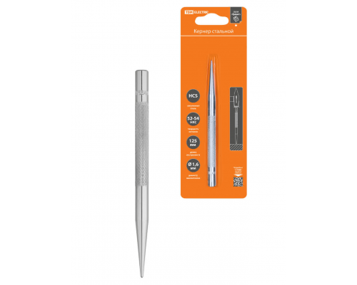 Кернер Ø1,6 мм, длина 125 мм, высокоуглеродистая сталь, блистер "Гранит" TDM
