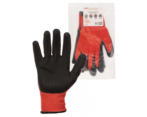 Перчатки полиэфирные "Контакт-Хард", рельефное латексное покрытие, 10, 15 кл., 63-65 г, 1 пара, TDM