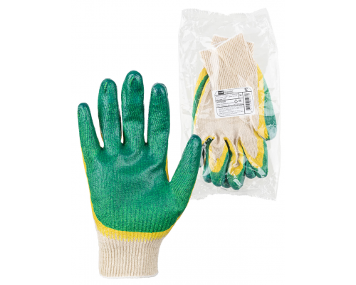 Перчатки х/б с двойным латексным покрытием "ЛАЙТ", трикотажные, 13, 1 пара, TDM