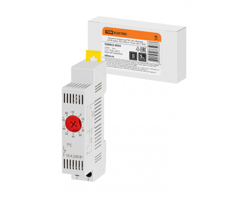 Термостат модульный ТМ-2 NC (обогрев) на DIN-рейку, 10 А, 230 В, от -10 до +80 °C TDM