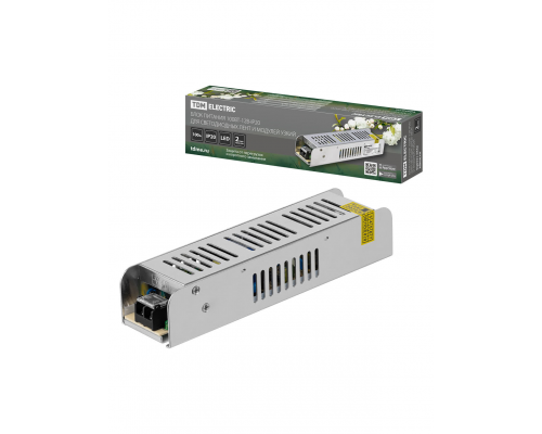 Блок питания 100Вт-12В-IP20 для светодиодных лент и модулей, металл, узкий, TDM