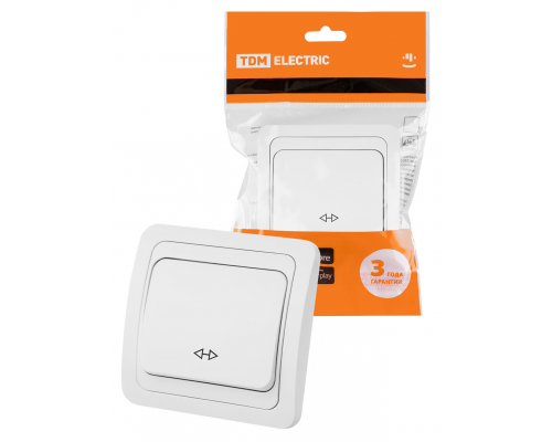 Перекрестный выключатель 1-кл. 10А белый "Валдай" TDM