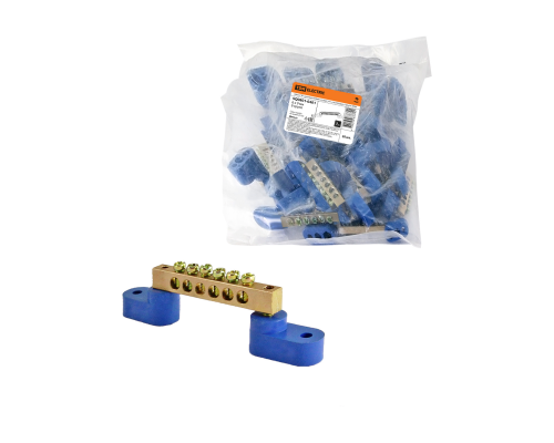 Шина "N" нулевая 6х9мм на двух угл. изоляторах 6 групп TDM