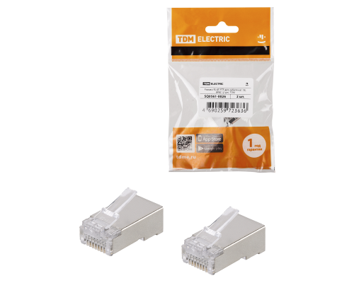 Разъем RJ-45 FTP для кабеля кат. 5Е, 8P8C (2 шт), TDM