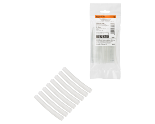 Набор трубок термоусаживаемых, не поддерживающих горение, клеевых, длиной 10 см ТТк(3:1) "Моноцвет, прозрачный 7,9/2,65 TDM"