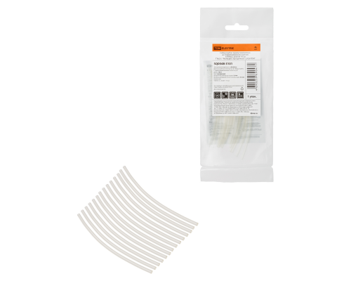 Набор трубок термоусаживаемых, не поддерживающих горение, клеевых, длиной 10 см ТТк(3:1) "Моноцвет, прозрачный 1,5/0,6 TDM"