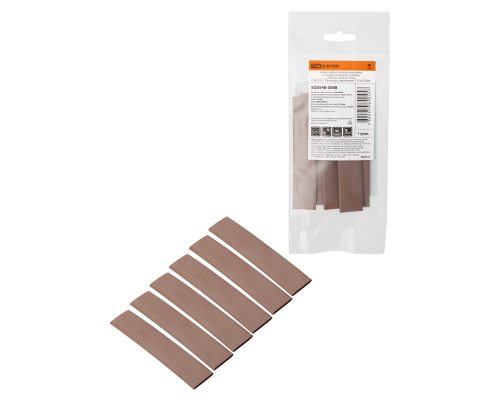 Набор трубок термоусаживаемых, не поддерживающих горение, клеевых, длиной 10 см ТТкНГ(3:1) "Моноцвет, коричневый 12,7/4,3 TDM"