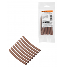 Набор трубок термоусаживаемых, не поддерживающих горение, клеевых, длиной 10 см ТТкНГ(3:1) "Моноцвет, коричневый 6,4/2,0 TDM"