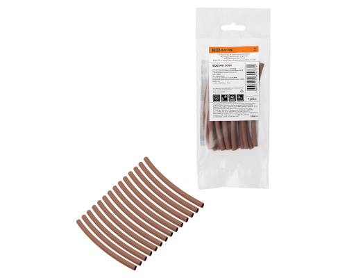 Набор трубок термоусаживаемых, не поддерживающих горение, клеевых, длиной 10 см ТТкНГ(3:1) "Моноцвет, коричневый 4,8/1,5 TDM"