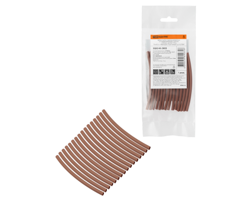 Набор трубок термоусаживаемых, не поддерживающих горение, клеевых, длиной 10 см ТТкНГ(3:1) "Моноцвет, коричневый 3,2/1,0 TDM"