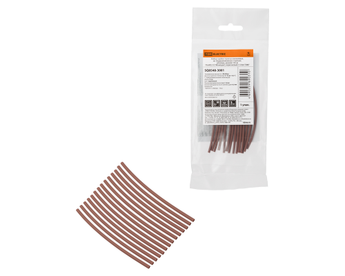 Набор трубок термоусаживаемых, не поддерживающих горение, клеевых, длиной 10 см ТТкНГ(3:1) "Моноцвет, коричневый 1,5/0,6 TDM"