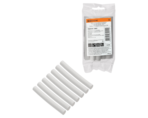 Набор трубок термоусаживаемых, не поддерживающих горение, клеевых, длиной 10 см ТТкНГ(3:1) "Моноцвет, белый 9,5/3,0 TDM"