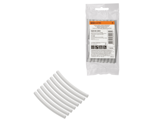 Набор трубок термоусаживаемых, не поддерживающих горение, клеевых, длиной 10 см ТТкНГ(3:1) "Моноцвет, белый 6,4/2,0 TDM"