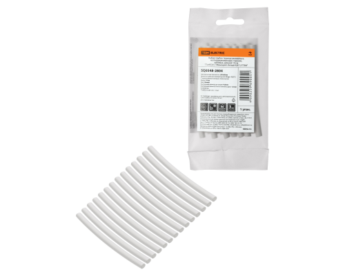 Набор трубок термоусаживаемых, не поддерживающих горение, клеевых, длиной 10 см ТТкНГ(3:1) "Моноцвет, белый 4,8/1,5 TDM"