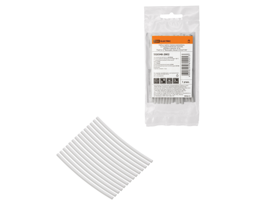 Набор трубок термоусаживаемых, не поддерживающих горение, клеевых, длиной 10 см ТТкНГ(3:1) "Моноцвет, белый 2,4/0,8 TDM"