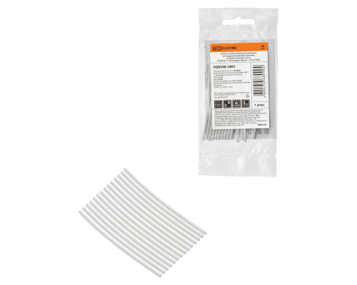 Набор трубок термоусаживаемых, не поддерживающих горение, клеевых, длиной 10 см ТТкНГ(3:1) "Моноцвет, белый 1,5/0,6 TDM"