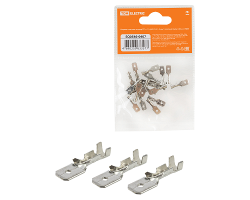 Клемма плоская штекер РП-п 1,5-(6,3) 0,5-1,5 мм² плоский (папа) (20шт) TDM