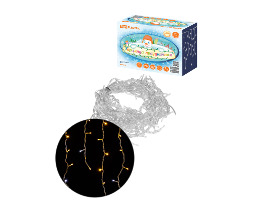 Гирлянда светодиодная "Бахрома" 2х1 м, 152LED, 3000К, мерц-е, посл. подкл, IP44, 250 В, TDM