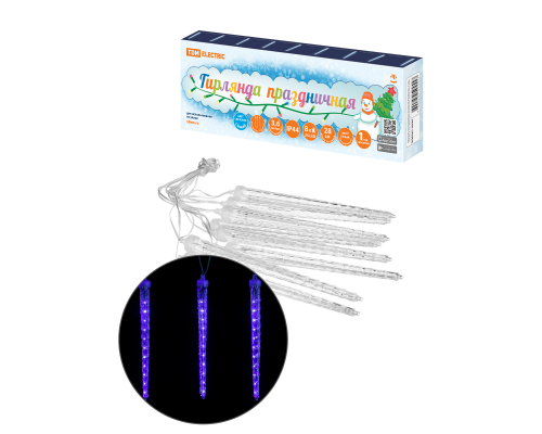 Гирлянда светодиодная "Сосульки фигурные" 2,1 м, 176LED, 8 шт, падающий синий свет, 250 В, IP44, TDM