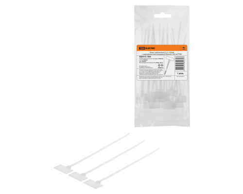 Хомут нейлоновый 2,5 х 110 мм с маркировочной площадкой (белый) (100 шт) TDM