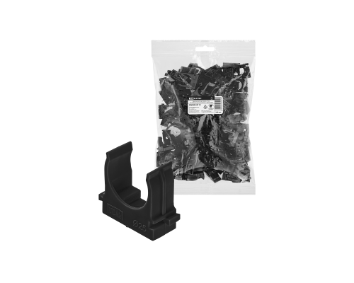 Крепеж-клипса для трубы 25 мм для прямого монтажа (100 шт.) черная TDM