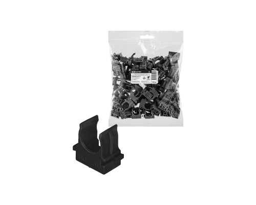 Крепеж-клипса для трубы 16 мм для прямого монтажа (100 шт.) черная TDM