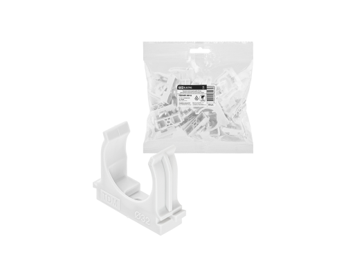 Крепеж-клипса для трубы 32 мм для прямого монтажа (25 шт.) белая TDM