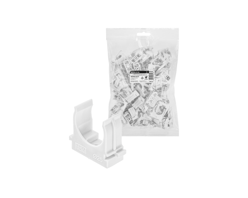 Крепеж-клипса для трубы 25 мм для прямого монтажа (100 шт.) белая TDM