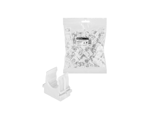 Крепеж-клипса для трубы 16 мм для прямого монтажа (100 шт.) белая TDM