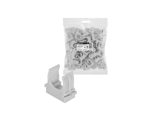 Крепеж-клипса для трубы 20 мм для прямого монтажа (100 шт.) серая TDM