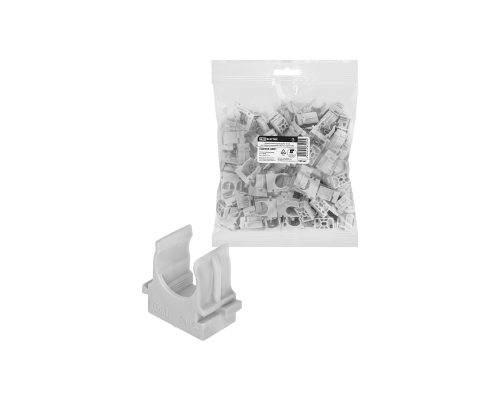 Крепеж-клипса для трубы 16 мм для прямого монтажа (100 шт.) серая TDM