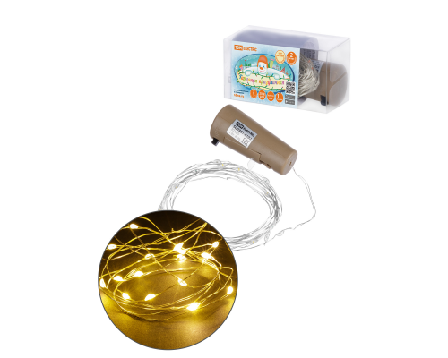 Гирлянда-пробка для бутылки "Роса20" 20LED, 2м, 3000К, 3хAG13/LR44, TDM