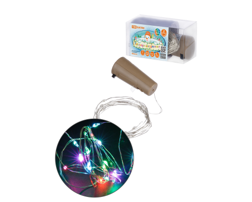 Гирлянда-пробка для бутылки "Роса20" 20LED, 2м, RGB, 3хAG13/LR44, TDM