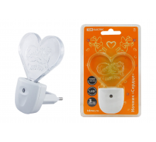  Ночник "Сердце" с датчиком света,светодиодный, 0.3 Вт 220 В TDM