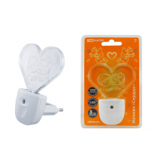  Ночник "Сердце" с датчиком света,светодиодный, 0.3 Вт 220 В TDM