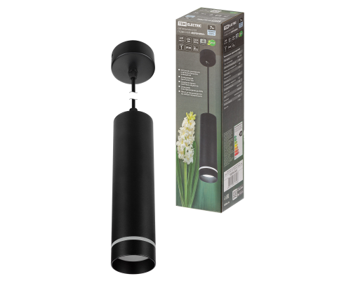 Светильник-спот подвесной LED, 7 Вт, 230 В, 50 Гц, 4000К, IP20, "Вероника", черный, TDM