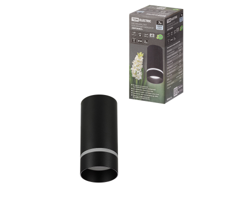 Светильник-спот потолочный накладной LED, 7 Вт, 230 В, 50 Гц, 4000К, IP20, "Вероника", черный, TDM