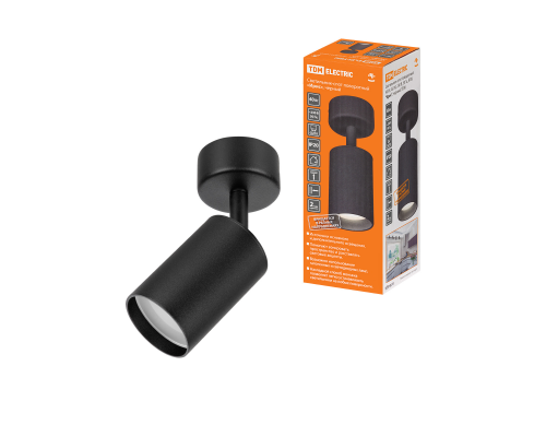 Светильник-спот поворотный 40 Вт, GU10, 230 В, 50 Гц, IP20, "Ирис", черный, TDM