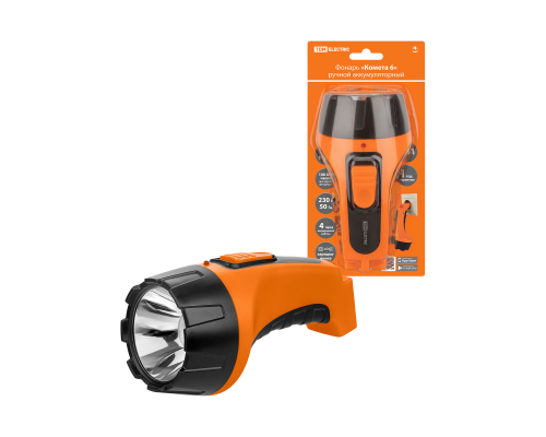 Фонарь «Комета 6» ручной аккумуляторный, 2 Вт 1 светодиод, 0,6 А*ч 230 В вилка, TDM