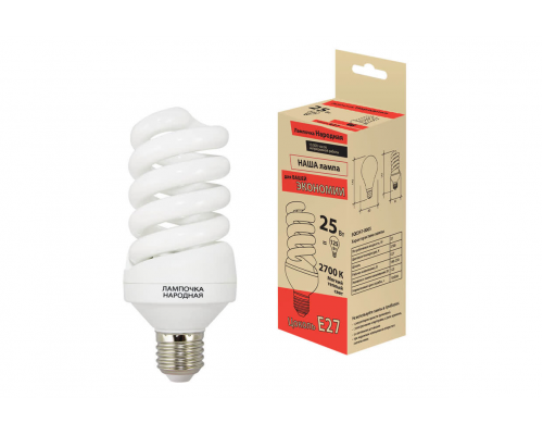 Лампа люминесцентная НЛ-FS-25 Вт-2700 К–Е27 (60х141 мм)