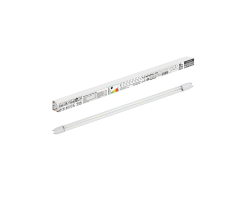 Лампа светодиодная НЛ-Т8-10 Вт-230 В-4000 К–G13, 600 мм, прозрачная, стекло, непов. Народная