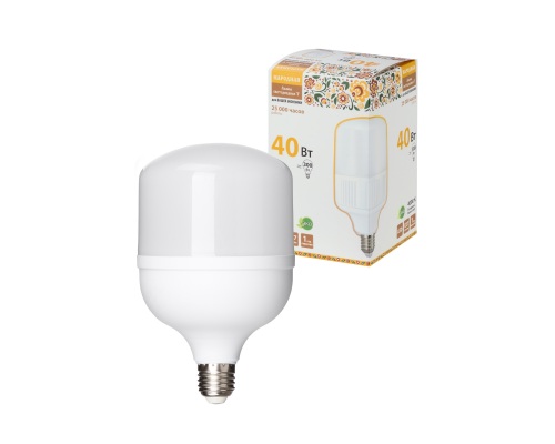 Лампа светодиодная T-40 Вт-230 В-4000 К–E27 (114x183 мм) НАРОДНАЯ