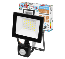 Прожектор СДО-05-050-ИКД (ИК датчик) 50 Вт, 4000 лм, 6500 К, 220-240 В, IP44, черный, Народный