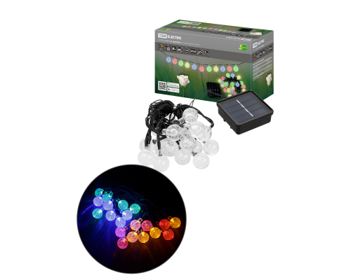 Гирлянда ССГ-154 "Шарики" на солнечной батарее, 2.7 м, 20 LED, многоцветный, IP54, TDM