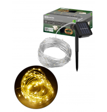 Гирлянда CCГ-112 "Роса" на солнечной батарее, 10 м, 100 LED, теплый белый, IP54, TDM