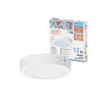 Светильник светодиодный накладной "Даунлайт НАРОДНЫЙ" круг СПО (белый) алюминий 12Вт 6500К